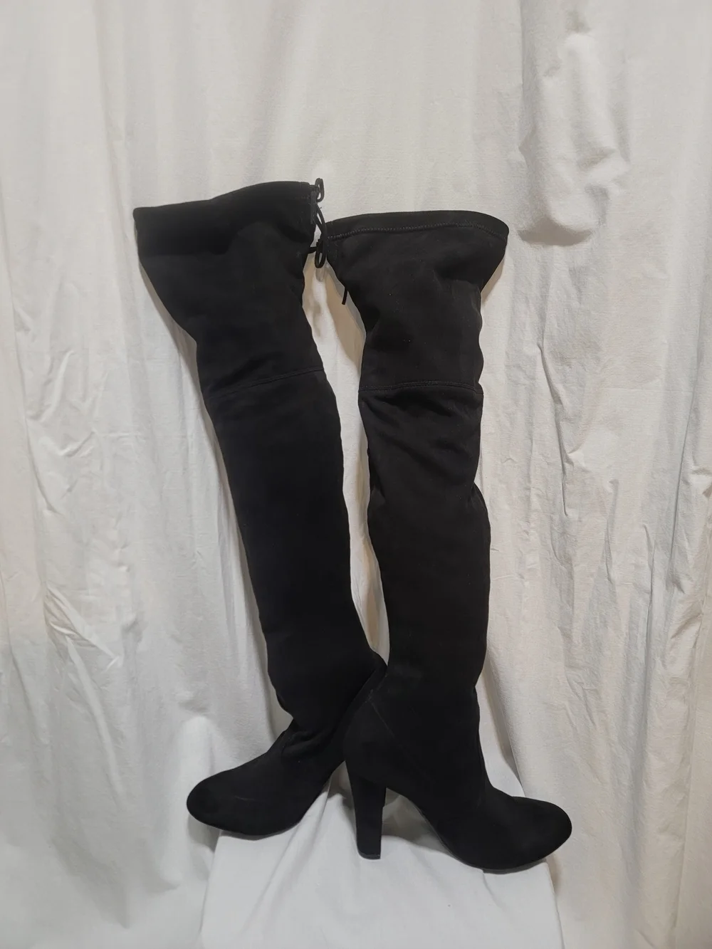 Steve Madden Black Over-the-Knee Stretch Boots with Heel